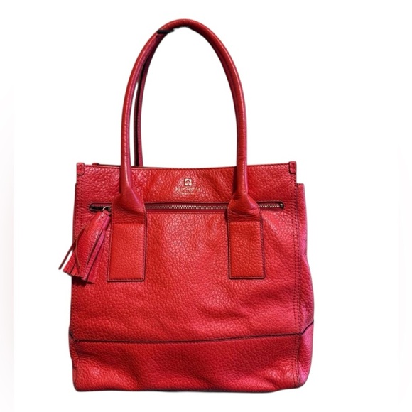 Kate Spade New York Orange Large Purse Bag Leather Magnetic Closure Pockets - Picture 1 of 16